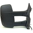 Replacement Passenger Right Side Door Mirror Long Extension View Tow Mirror Power No Heated without Signal Light Indicator for Ford Transit 150 250 350 from 2010 to 2024