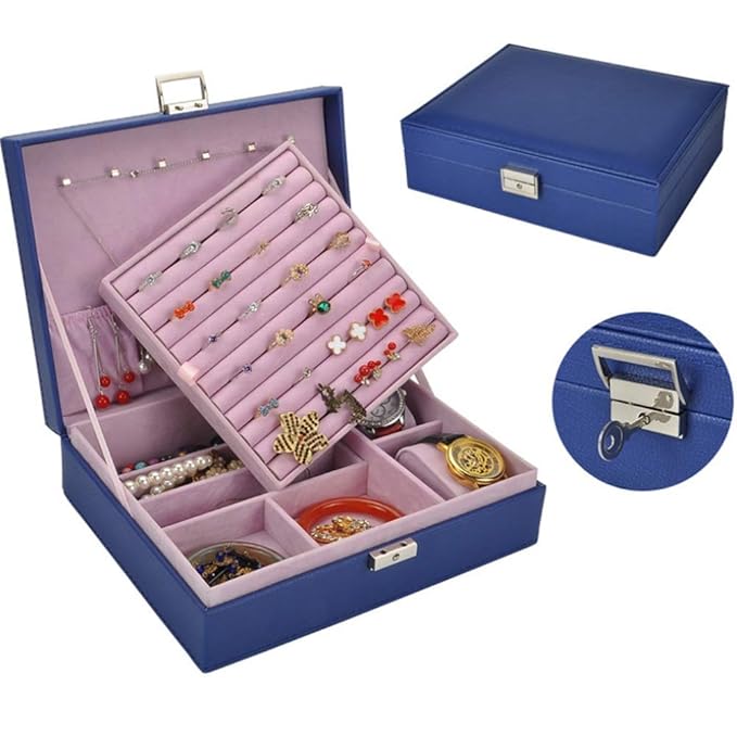 Jewellery Box Organizer Double Leather Jewelry Box Storage