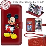 iPhone 6 Wallet Case[4.7 inch], Onelee - Mickey Mouse Premium PU Leather Case Wallet Flip Stand Case Cover for iPhone 6 with Card Slots