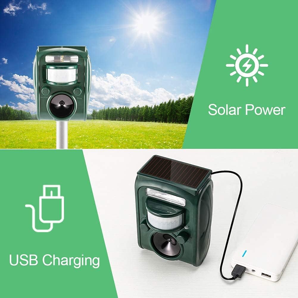 Abilly 2021 Solar Ultrasonic in Repellent Defender Rat, Squirrel, Deer, Raccoon, Skunk, Rabbit, Mole, Dog, Cat, Waterproof2 : Garden & Outdoor