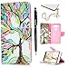 Badalink Case for LG V20 Wallet Case (2016) Flip Folio Kicktand Case PU Leather Case Shockproof Soft TPU Flexible Inner Bumper Colorful Painting Protective Card Slots Cover for LG V20 - Colorful Tree
