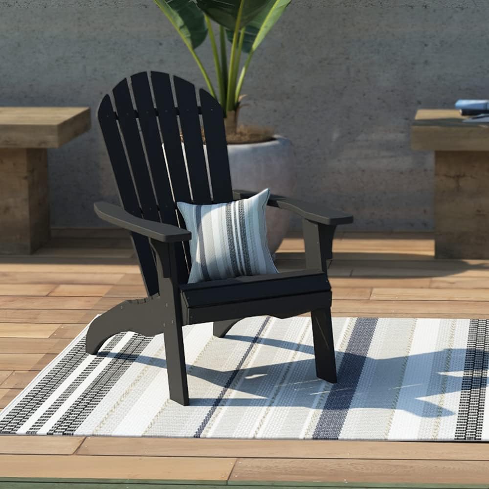 PolyTEAK King Size Adirondack Chair, Black | Adult-Size, Weather Resistant, Made from Special Formulated Poly Lumber Plastic : Garden & Outdoor