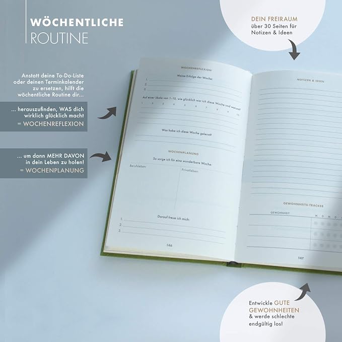 Le Journal De 6 Minutes Pur Journal De Gratitude Journal Anti Stress 6 Minutes Tous Les Jours Pour Votre Developpement De Personnalite Plus De Detente Et De Conscience Vert Amazon Fr Fournitures