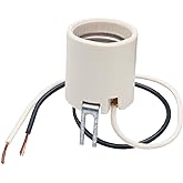 Legrand-Pass &amp; Seymour 8052CC10 660W 250V Medium Base A26 Porcelain Lamp Holder, Bracket Mounted, Whie (1 Count)