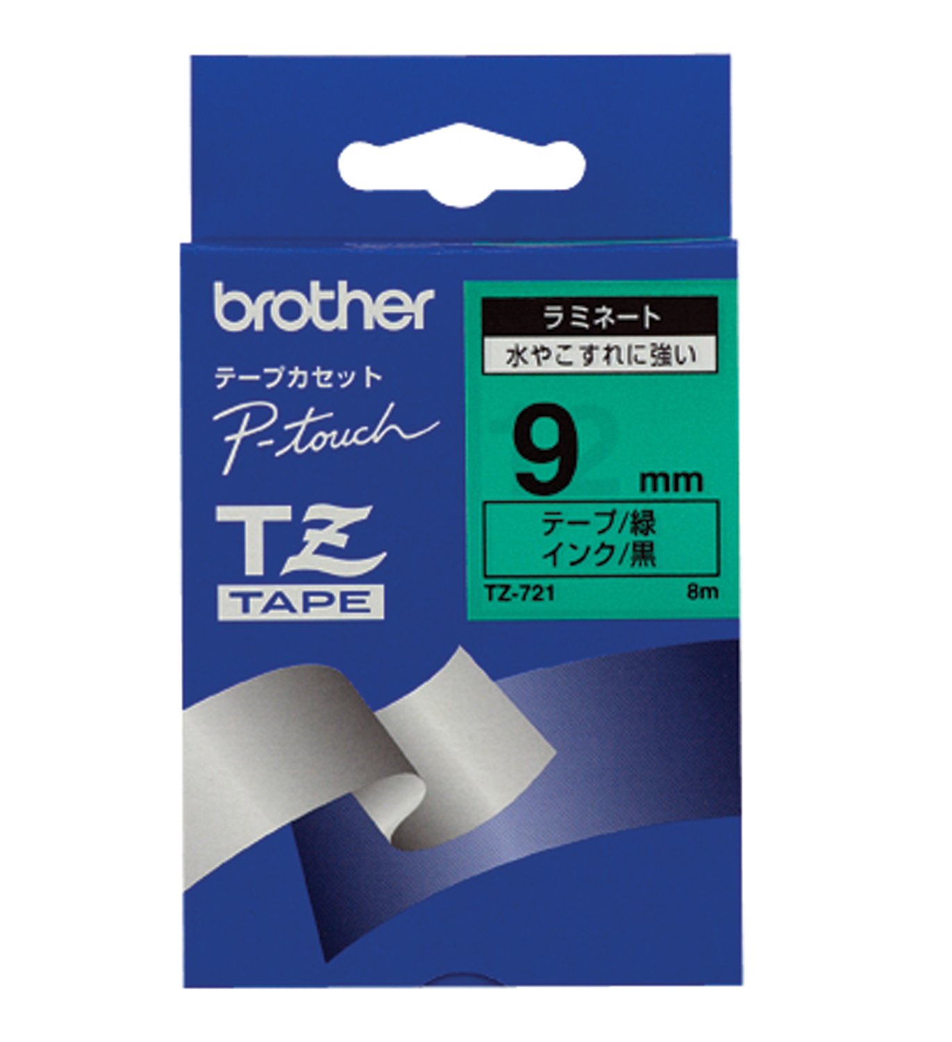 Brother TZ721 - Laminated tape - black on green - Roll (0.9 cm x 8 m)