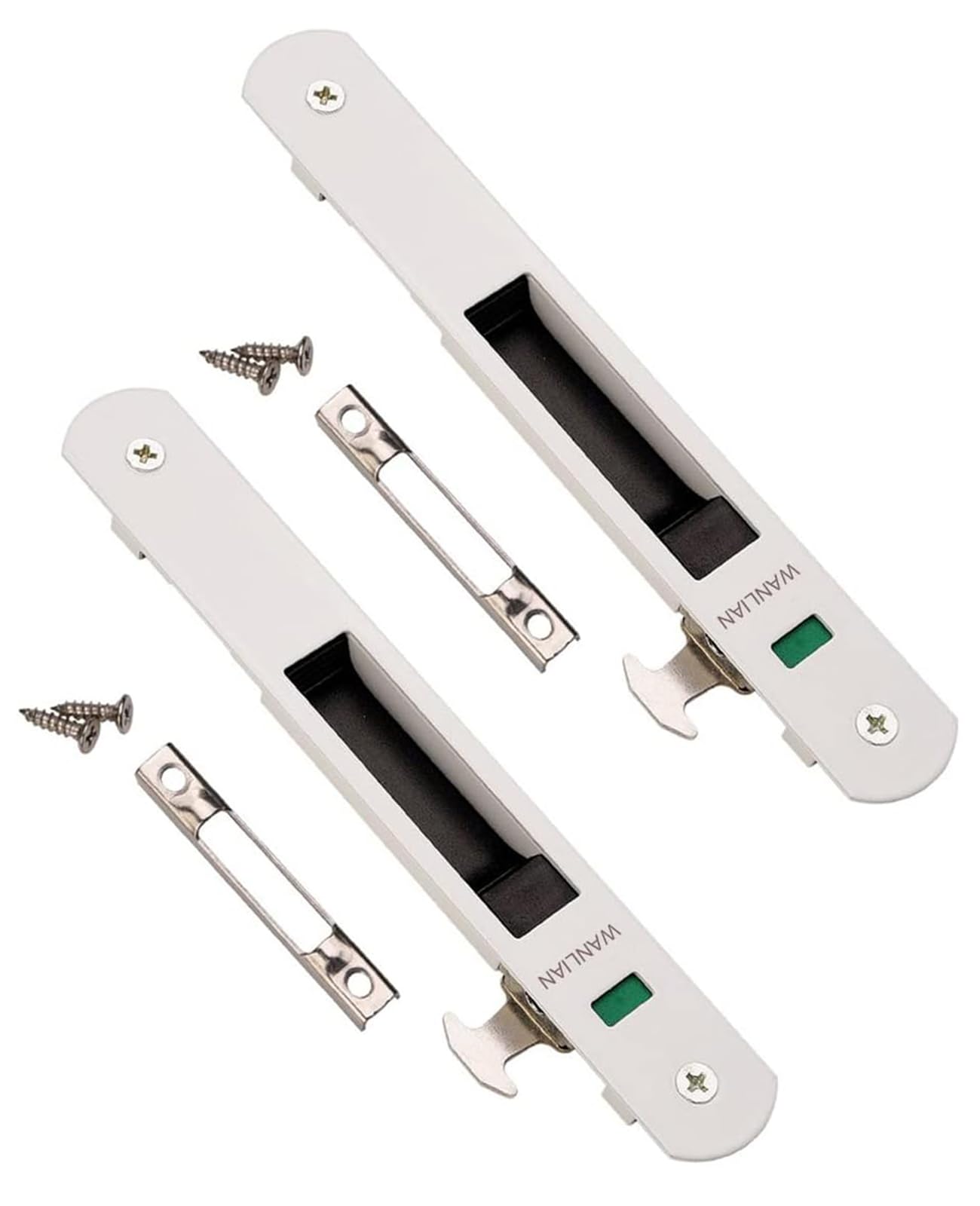 Security Door Lock, Mortise Lock for Windows and Sliding Doors,Recessed Hook Lock,Modern Mobile Door Single Sided Lock Catch for Home Hotel Locks (White 2PCS)