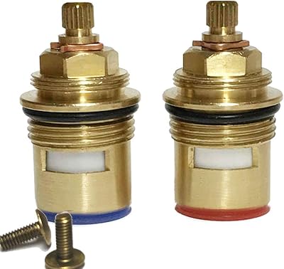 TML BSP 3/4" Pair Bath Tap Cartridges Quarter Turn 50mm 20 Teeth Brass Screws