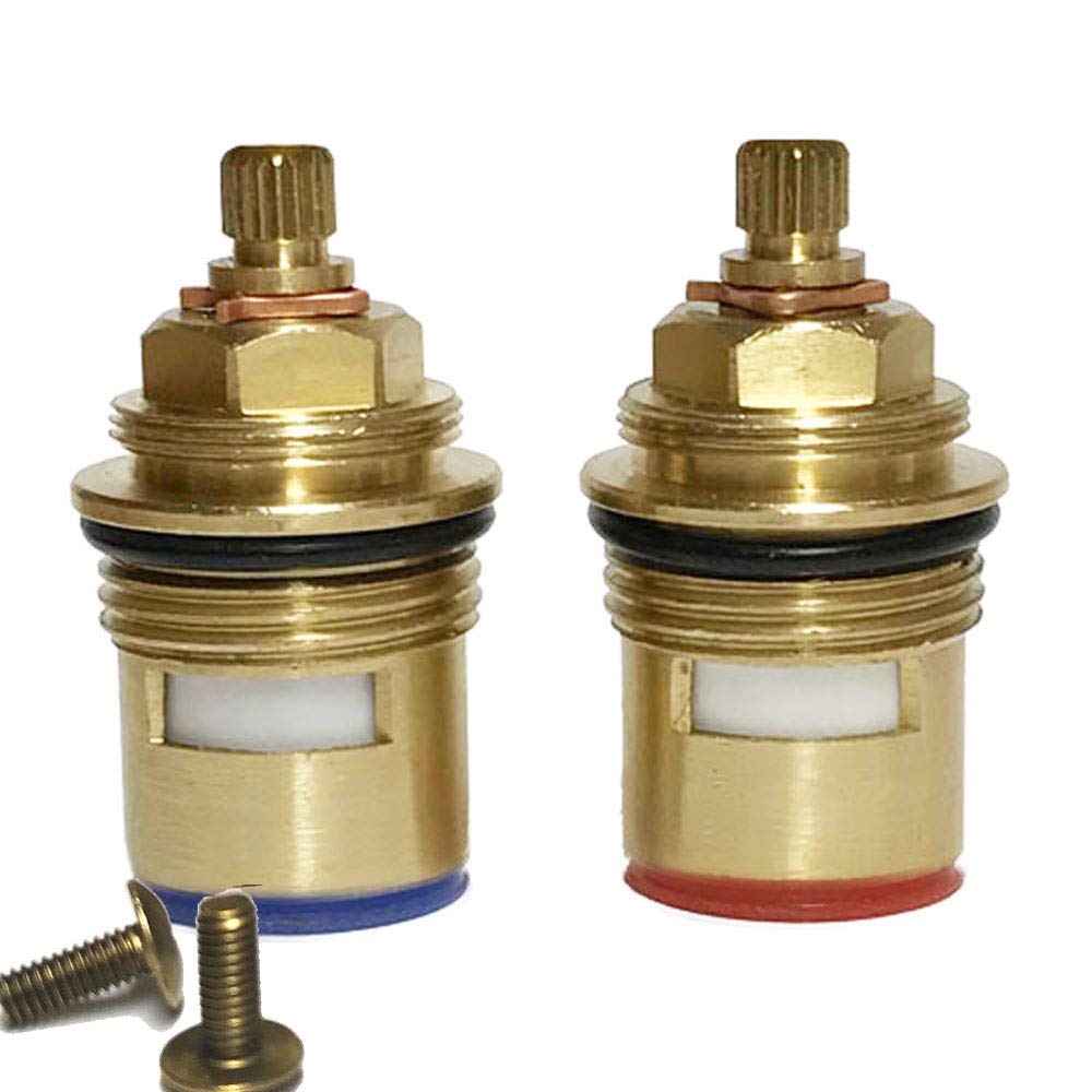 BSP 3/4" Pair of Bath Tap Cartridges Quarter Turn x 50mm x 20 teeth (Supplied with Solid Brass screws) (Pair (One of each))