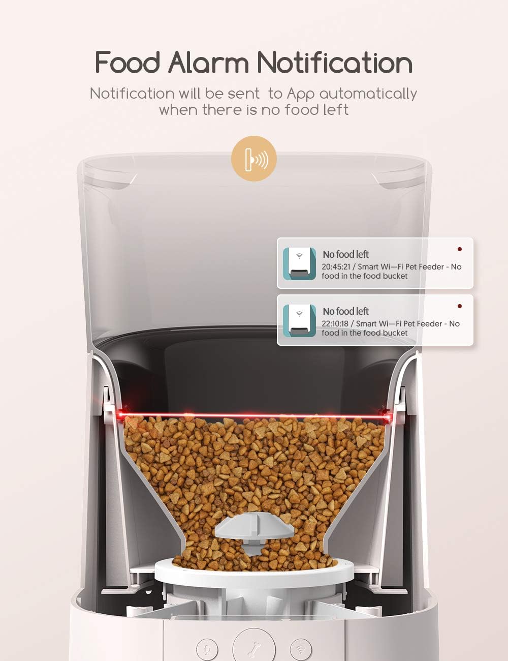 Pet Supplies : Faroro Automatic Cat Feeder 2.4G WiFi Enabled 6L Smart Food Dispenser for Cats and Small Dogs with App Control, Programmable Timer, Distribution Alarms and Voice Recorder Up to 15 Meals per Day : 