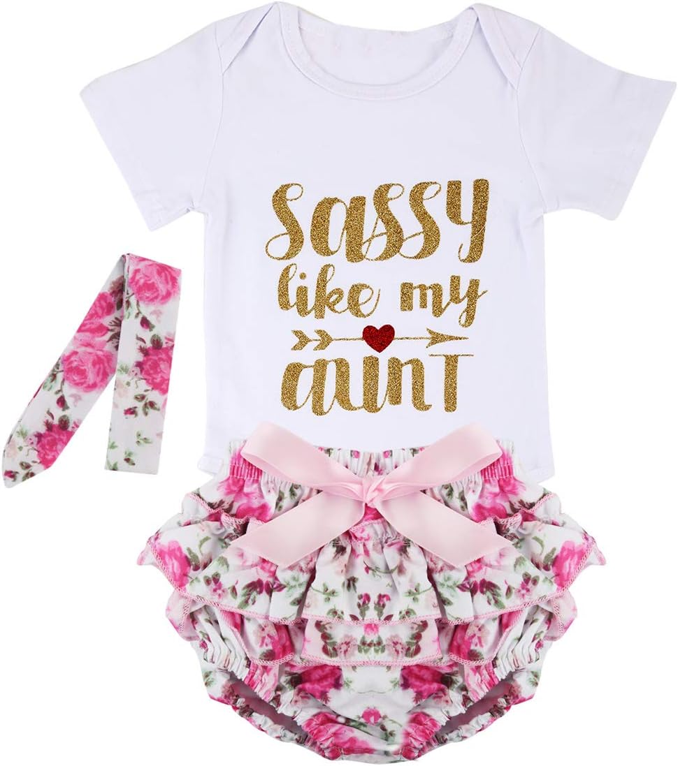 0 - 24M  Infant  Baby   Girls  Letters Romper+Floral Shorts+Headband Clothes Set