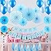 VEYLIN 35 PCS Blue Boys Birthday Party Decoration Set for Baby Shower ,Includes Paper Fans,Balloons,Happy Birthday Banner,Paper Tassels,Tissue Paper Pompoms and Star Garland