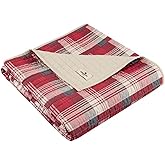 Woolrich Luxury Quilted Throw - Cabin Lifestyle, Patchwork with Moose Design All Season, Lightweight and Breathable Cozy Bedding Layer Throws for Couch Sofa, 50" W x 70" L, Tasha Red