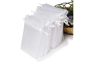 Hopttreely White Sheer Organza Gift Bags, 4x4.72 Pouches Candy Jewelry Wedding Party Favor Present Bags Wrapping Supplies 50PCS