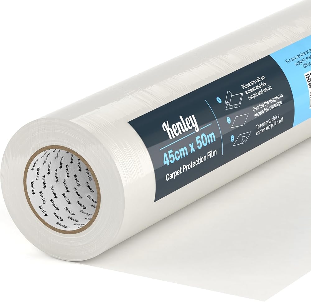Kenley Carpet Protector Roll Self Adhesive 70µm 45cm x 50m Clear Film