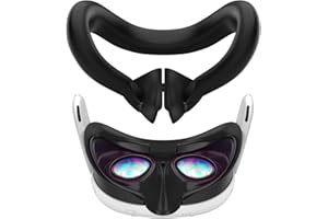 APOSU VR Face Cover for Meta Quest 3, Silicone Face Pad Cushion Compatible with Oculus Quest 3 Accessories Light Blocking Nose Pad Eye Cover Skin Black