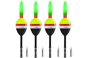 QualyQualy 4PCS Lighted Slip Bobbers Fishing Floats Glow in The Dark Spring Bobber for Crappie Walleyes Fishing