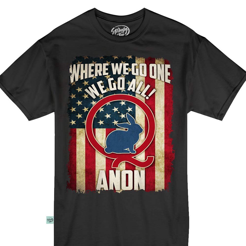 Qanon Rabbit Where We Go One We Go All Us Flag Distressed Tshirt