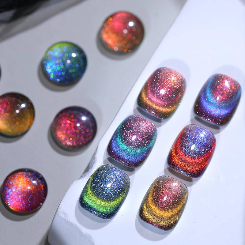 BORN PRETTY Cat Magnetic Gel Nail Polish 9D Chameleon Holorgraphic Cat Magnetic Eye Gel Polish Glitter Gel Polish Set 6PCS - Image 4