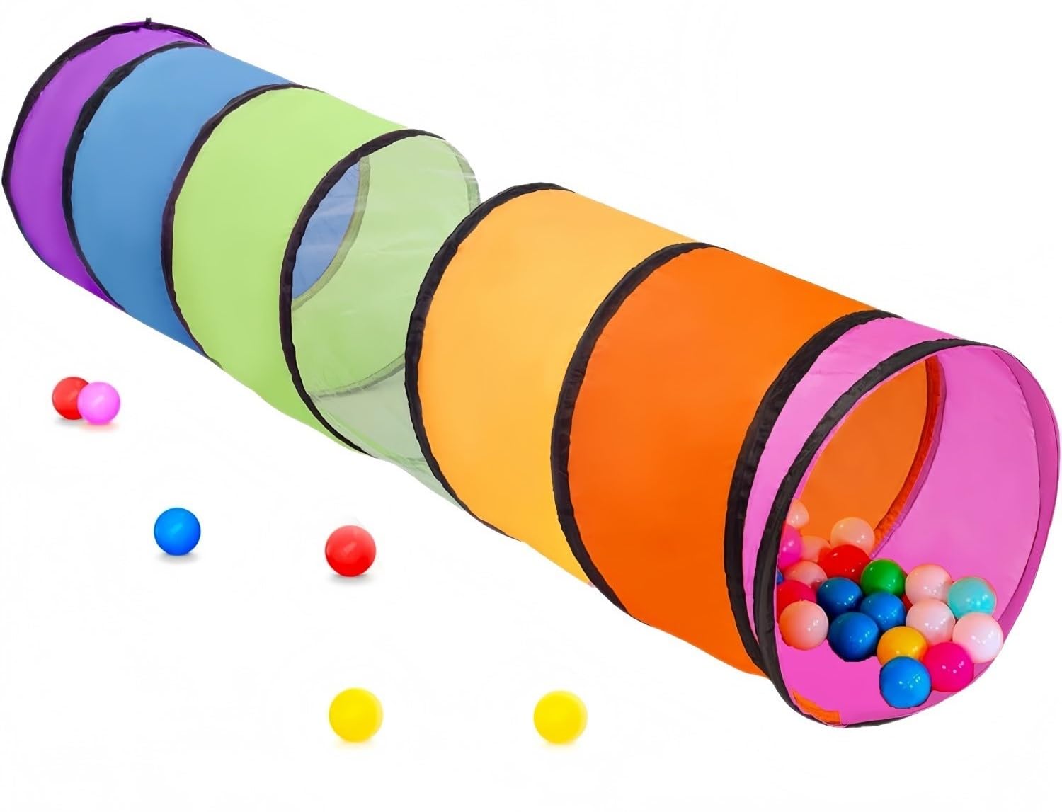 LATERN 180CM Kids Play Tunnel, 46CM Round Opening Baby Tent, Colorful Pop Up Crawl Collapsible Tent Gift for Boy Girl Pets Indoor Outdoor Backyard Game