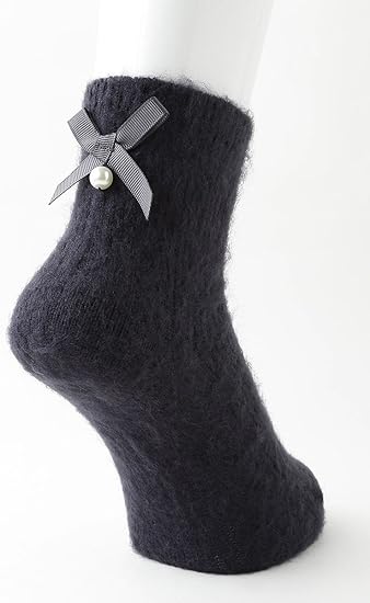 Amazon チュチュアンナ Tutuanna モヘア風バックリボンパール付きリブソックス12cm丈紺 チャコール ソックス 通販