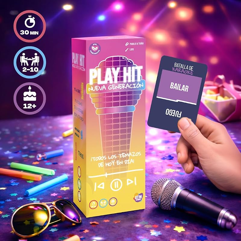 Play Hit Nueva Generación - Juegos de Mesa para Niños y Adultos - Música 2010-2026 en Español- Juego de Cartas para Fiestas con Amigos y Familia - Regalo Original