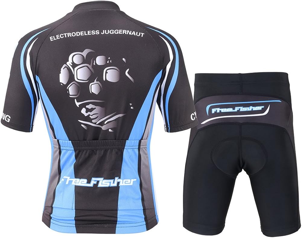 FREE FISHER Cycling Jersey Kids, Short Sleeve Cartoon Road Mountain Bike Jersey Set/Top/Short for Girls Boys Breathable : Clothing