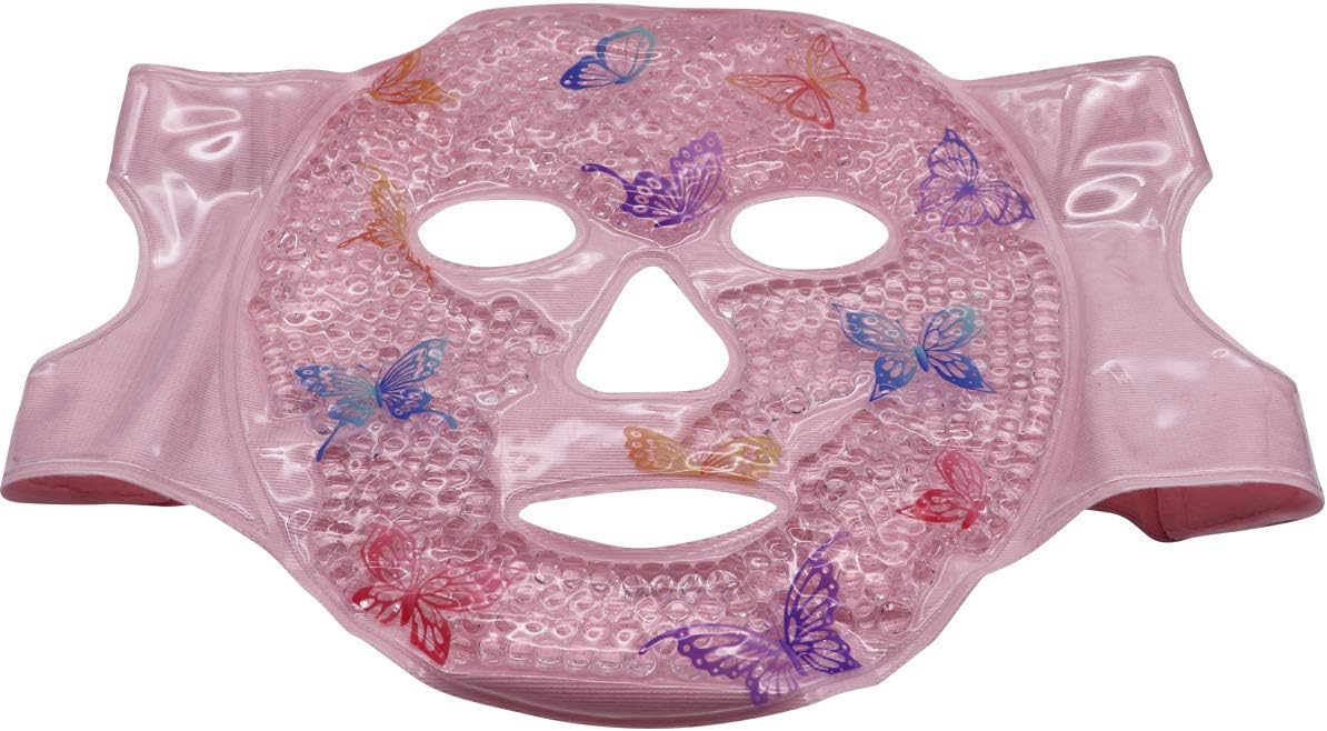 Facial Mask - Get Rid of Puffy Eyes - Migraine Relief, Sleeping, Travel Therapeutic Hot Cold Compress Pack - Gel Beads, Spa Therapy Wrap for Sinus Pressure Face Puffiness Headaches