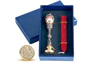 TELOSMA Wax Seal Stamp kit, Envelope Wax Seals DIY Kit - Retro Sealing Wax Candle + Classic Initial Alphabet Seal Wax Seal Stamp Letter A - in Blue Gift Box