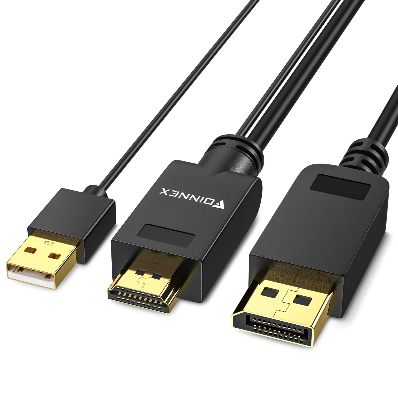 Photo 1 of FOINNEX HDMI to DisplayPort Cable 6.6FT, 4K@60Hz HDMI to DP Cable, Unidirectioanl Male to Male for H D M I Source to DP Display