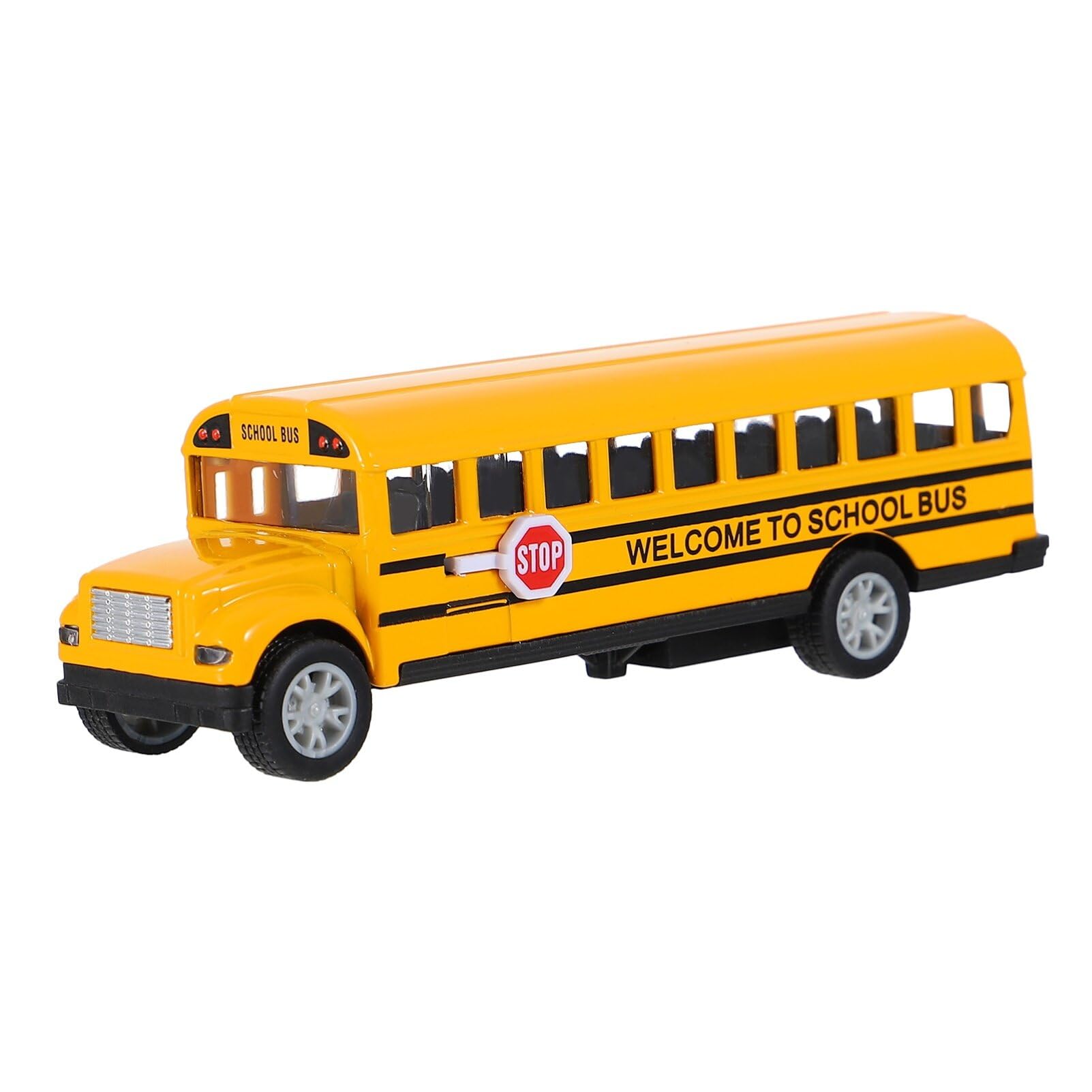 NUOBESTY 1:32 Orange School Bus Toy Alloy Pull Back Model Toy for Kids, Compact Diecast Bus with Smooth Surface, Friction Powered Push and Go Vehicle for Children'S Play