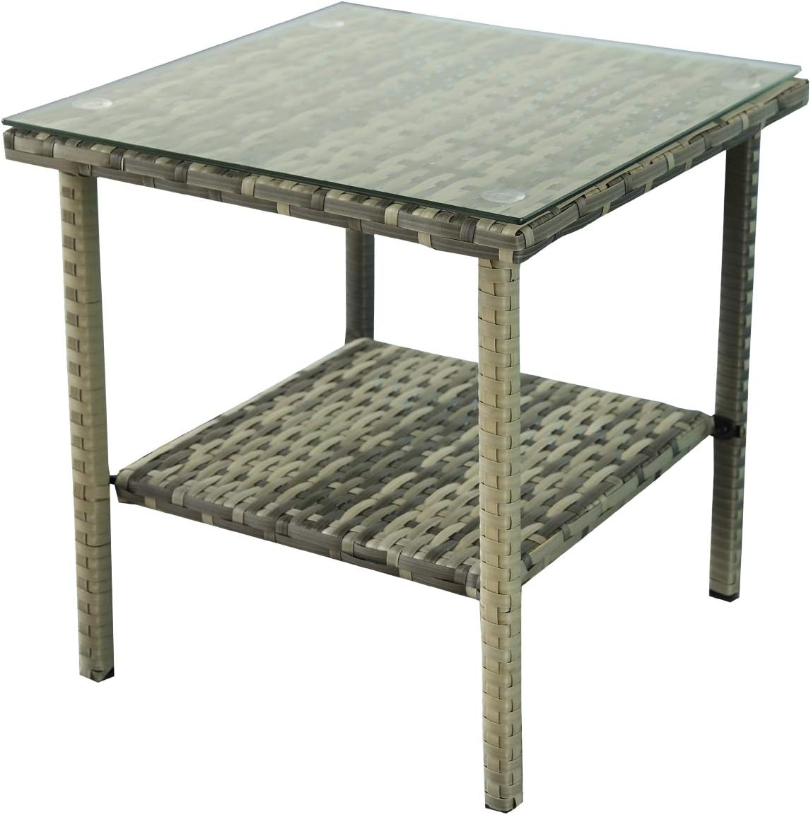 Outdoor PE Wicker Side Table Patio Rattan Garden Coffee