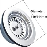 Qrity 110mm Stainless Steel PVC Sink Waste Basket Strainer Plug 1.5" Hole view 4