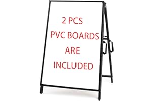24 x 36 Inch A Frame Sign Double-Sided Folding Sandwich Board Heavy Duty Slide-in Sidewalk Signboard,including 2 Anti-Glare C