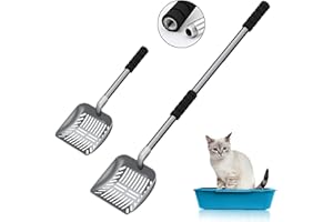 Acalu Cat Litter Scoop,Metal Long Handle Kitty Litter Coop Scooper,Heavy Duty Cats Pooper for Litter Box Pet Poop Shovel,Chicken Poop Scooper 32inch