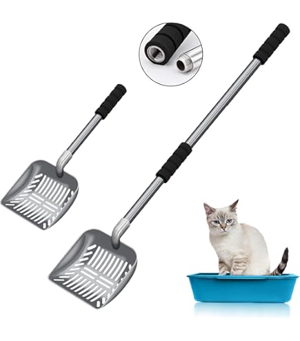 Pelle à Litière Longue - Manche Réglable (89 Ou 106 Cm) - Tête Amovible - Tamis Fin 5 Mm - Pour Chat/chien