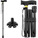 Walking Cane PANZHENG Cane for Man/Woman | Mobility &amp; Daily Living Aids | 5-Level Height Adjustable Walking Stick | Comfortable Plastic T-Handle Portable Walking Stick Folding Cane