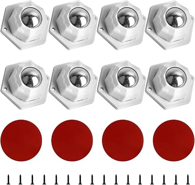 YSDMY 8 Pcs Self Adhesive Castors 20mm White 360° Rotation with 2 Holes