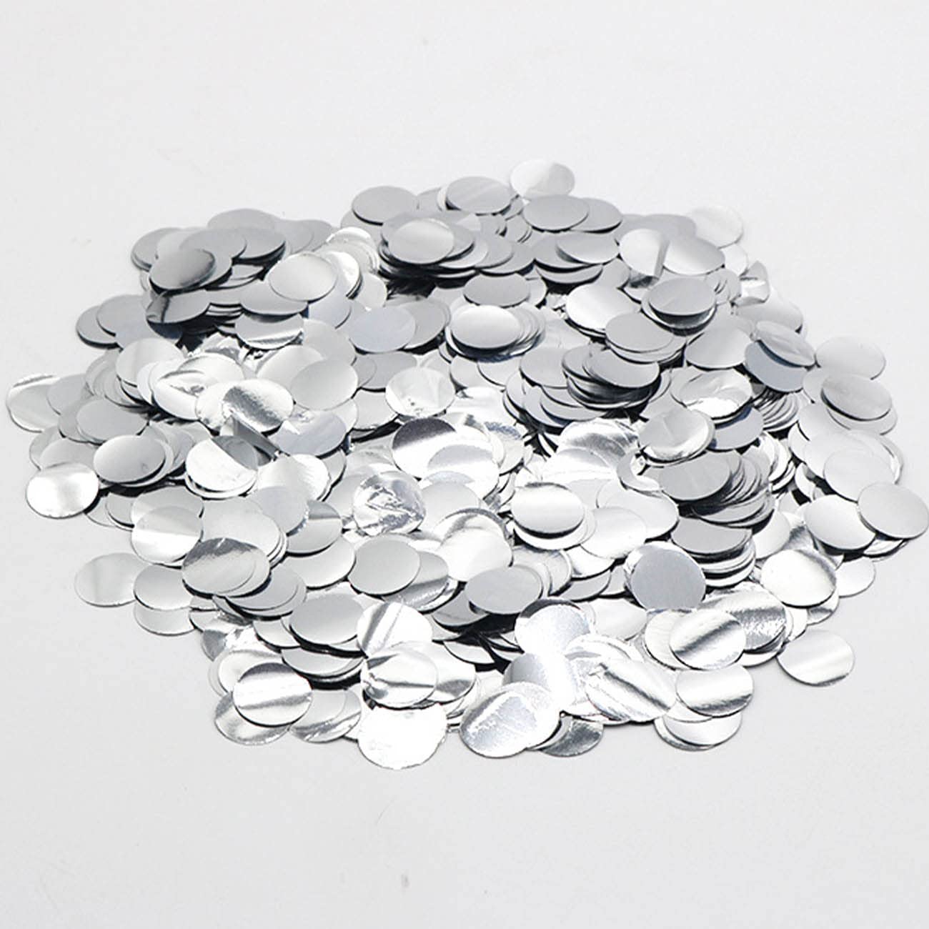 CC wonderland zone 50g Silver Metallic Shiny Round Confetti-Table Confetti for Party Decoration(Φ1.5cm)