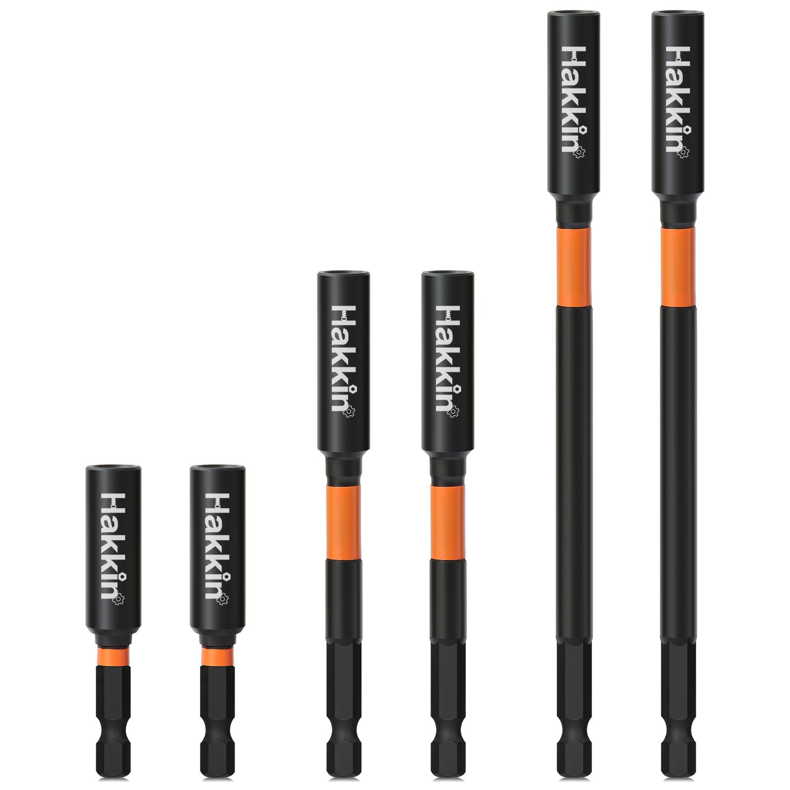 Magnetic Bit Holder Hakkin 6Pcs Impact Duty 1/4” Hex Shank Drill Bit Holder S2 Steel Professional Extension Bit Holder for Impact Driver 60mm 100mm 150mm