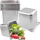Biugaaufai 8 Pack 1/6 Size Stainless Steel Steam Pan, 6 Inch Deep Anti-Jamming Steam Pan, Stackable Steam Pan, Professional Grade, Hotel Steam Pans for Steam Table, Catering, Home Kitchen & Dining