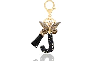ANHBKAR Initial Letter Keychain, Butterfly Keychain Cute Resin, Initial Keychain Backpack Charms, Key chain for Women, Girls