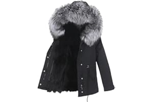 Short Waterproof Parka Real Fox Fur Coat Winter Jacket Women Natural Raccoon Fox Fur Collar Hood Detachable