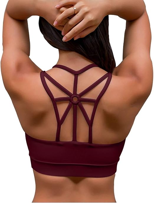 YIANNA Damen Sport BH Gepolstert Elastizität Bustier Yoga BH ohne Bügel