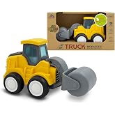 Kitzomi Construction Road Roller Car Toy for 2-6 Year Old Boy Girl | Press Truck and Pull Back Car Sand Toy | Safe Wheat Straw Material Toddler Toy | Christmas Birthday Gift for 18M+ Boys Girls