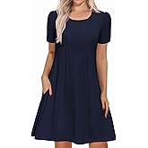 IN'VOLAND Womens Plus Size Summer Dress Short Sleeve Casual Loose Swing T-Shirt Dresses with Pockets