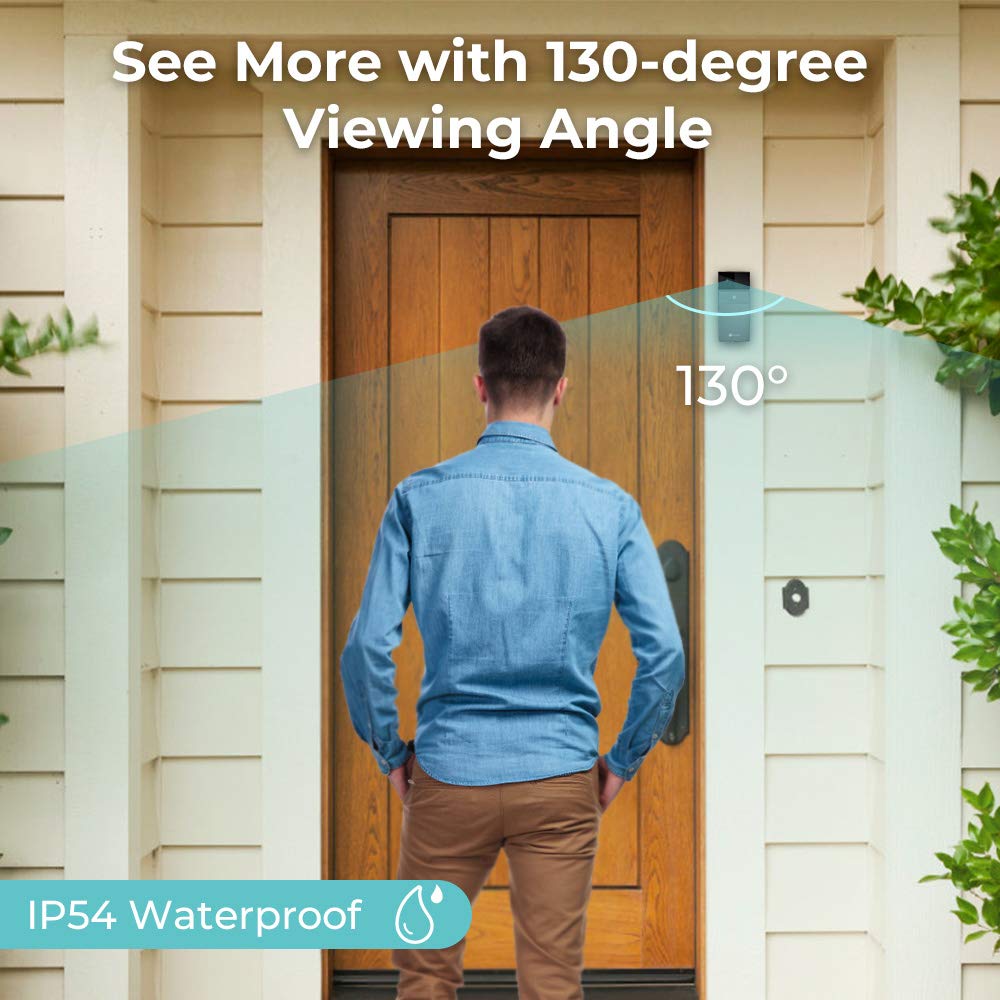 WiFi Smart Video Doorbell Camera, Houzetek Wireless Door Bell 720P HD Home Security Doorbell Camera with Rechargeable Battery PIR Motion Detection Night Vision Real-Time Two-Way Audio