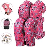 Innovative Soft Kids Knee and Elbow Pads with Bike Gloves I Toddler Protective Gear Set I Bike, Roller-Skating, Skateboard Knee Pads for Kids ((2nd Gen) Pink Unicorn, Medium (4-8 Years))