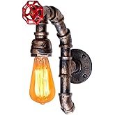 XEYOU Retro Wall lamp Vintage Industrial Steampunk Wall Sconce with Switch Metal Water Pipe Wall Mounted Light Fixture E26 Ed