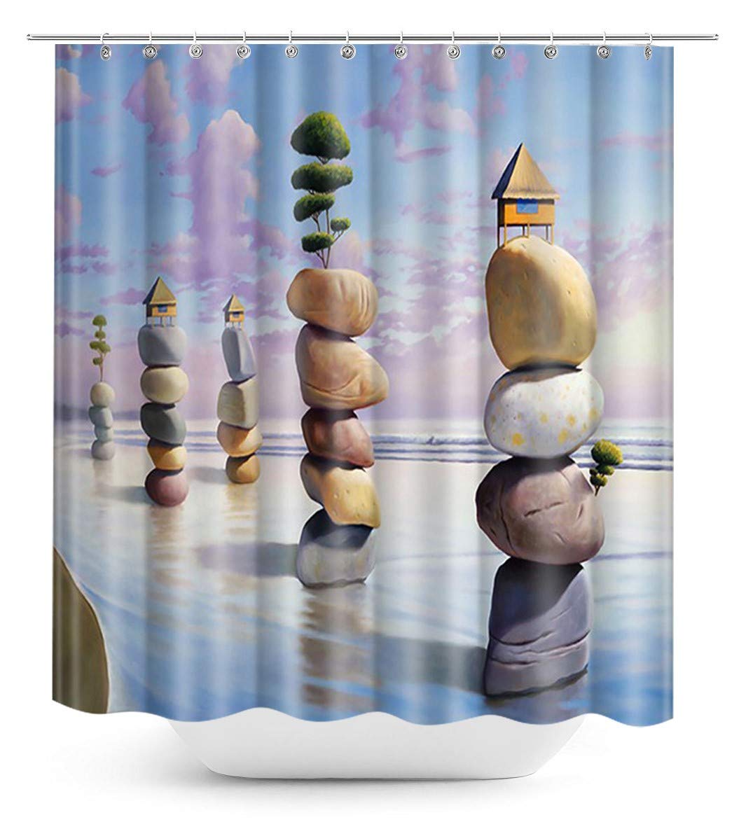 True Holiday Shower Curtain Fabric Polyester Waterproof Mildew Resistant Antibacterial Shower Curtain Liner with 12 Curtain Hooks 180cm*180cm