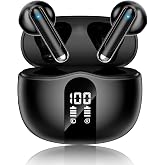 XIAOWTEK Wireless Earbuds, 2026 Bluetooth 5.4 Headphones Bass Stereo Ear Buds with Noise Cancelling Mic, LED Display in Ear Earphones 50H Playtime Ear Buds, IP7 Waterproof for Laptop Pad Phones Black